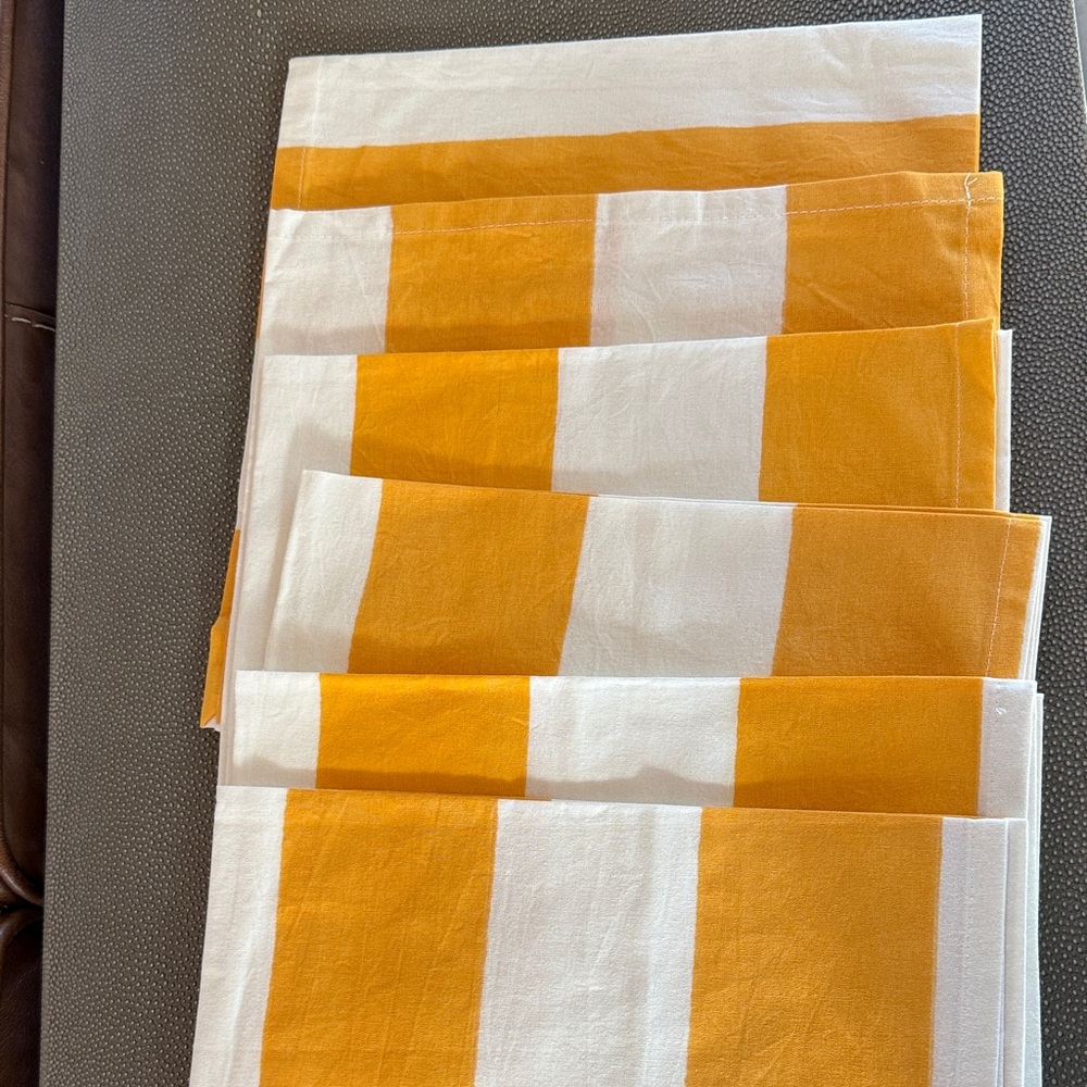 Caravan St. Tropez Yellow Stripe Napkins Set of 6 Size 21'' x 21''